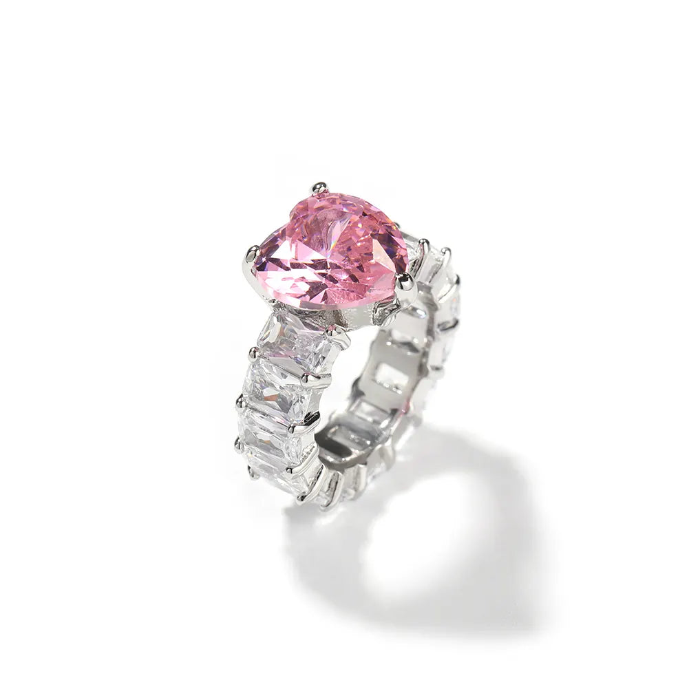 "Pink Luxe" Baguette Heart Ring