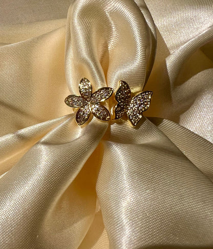 Hibiscus Butterfly Open Ring