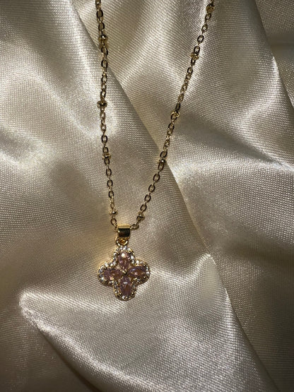 Pink Clover Necklace