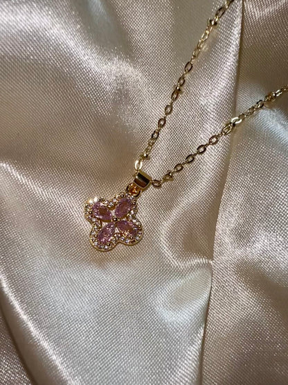 Pink Clover Necklace