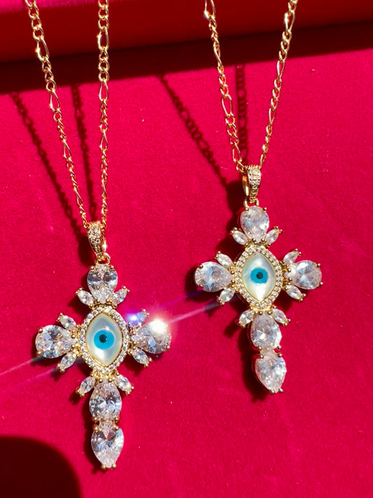 Cross of Clarity Diamond Necklace 18k Gold Plated