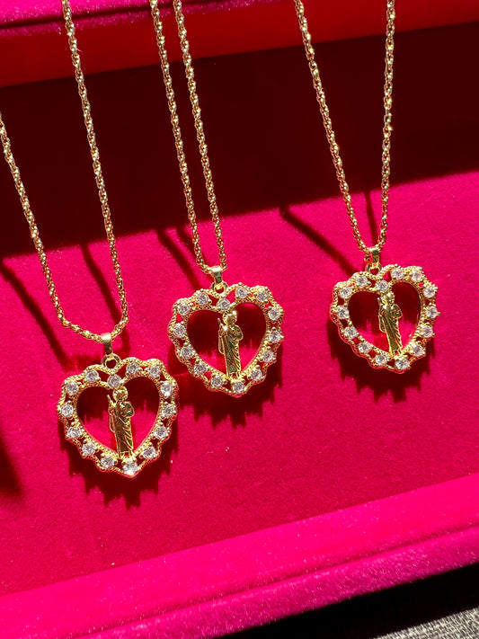 Hopeful Heart St Jude Necklace 18k Gold Plated
